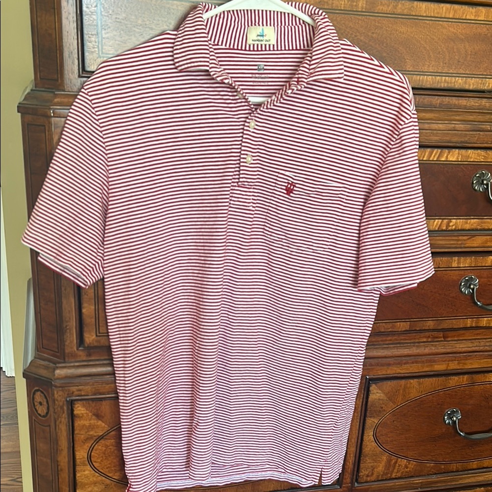 Johnnie-O Red Striped Polo Shirt